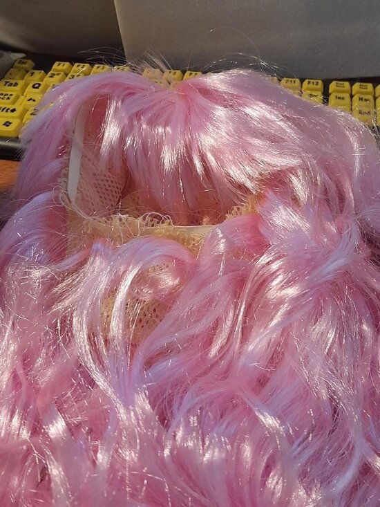 NEW  ! Curly Wig Long 20 Inch Light Pink